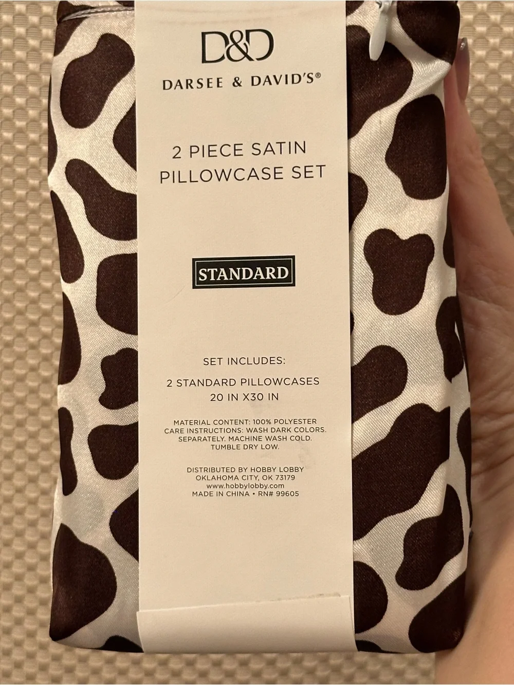 Brown and Cream Satin 2-Piece Pillowcase Set
